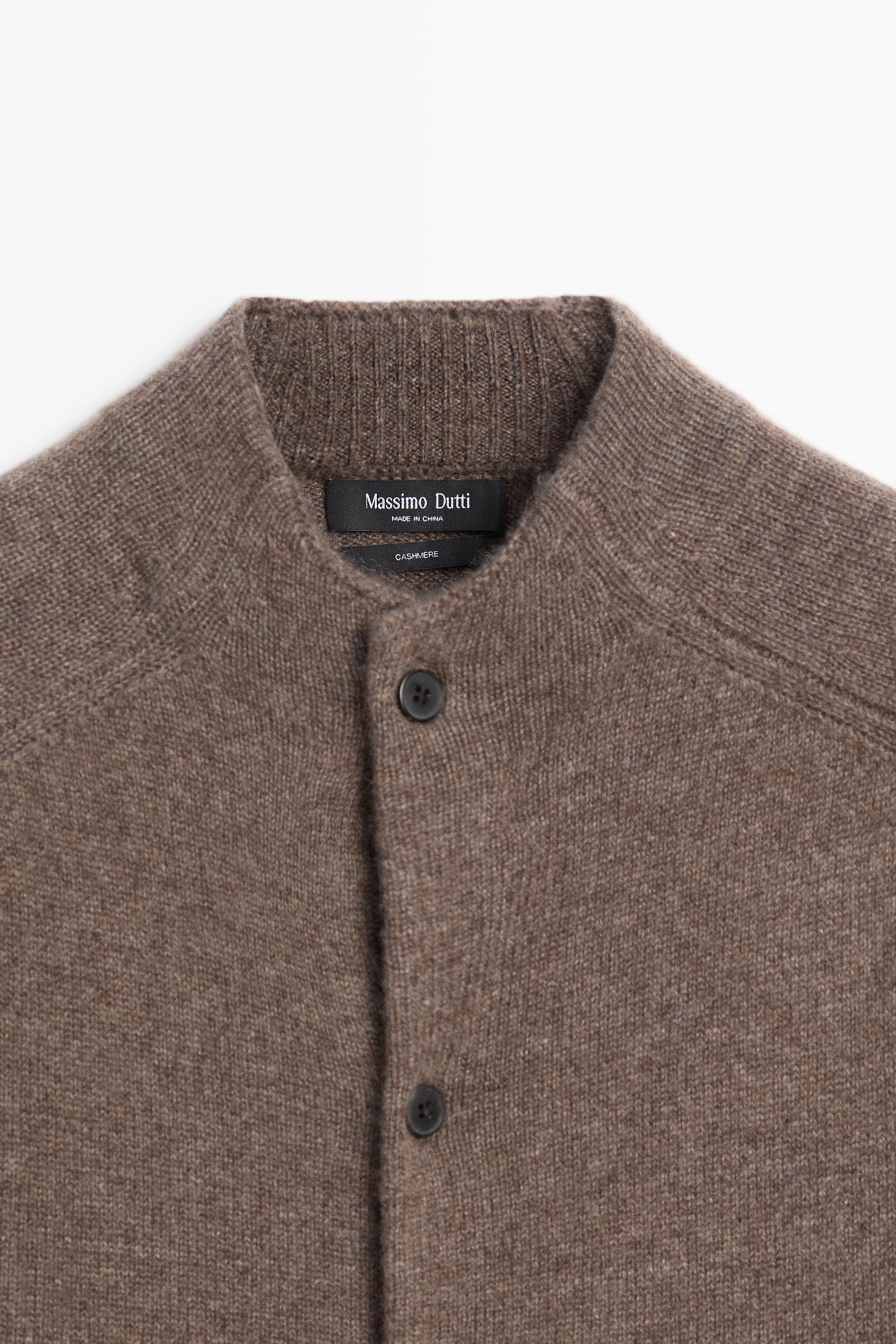 100% cashmere knit bomber cardigan